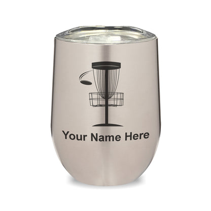 LaserGram Double Wall Stainless Steel Wine Glass, Disc Golf, Personalized Engraving Included