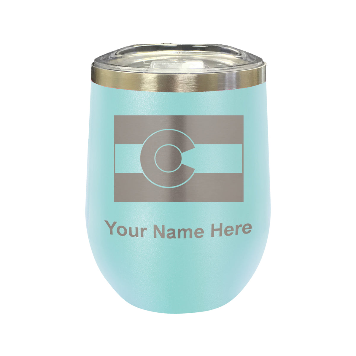 LaserGram Double Wall Stainless Steel Wine Glass, Flag of Colorado, Personalized Engraving Included