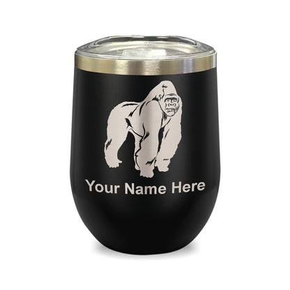 LaserGram Double Wall Stainless Steel Wine Glass, Gorilla, Personalized Engraving Included
