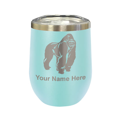 LaserGram Double Wall Stainless Steel Wine Glass, Gorilla, Personalized Engraving Included