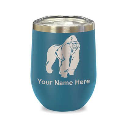LaserGram Double Wall Stainless Steel Wine Glass, Gorilla, Personalized Engraving Included