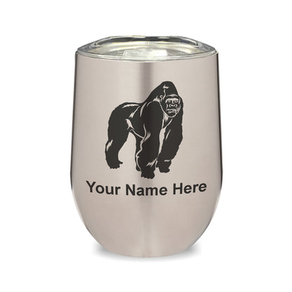 LaserGram Double Wall Stainless Steel Wine Glass, Gorilla, Personalized Engraving Included