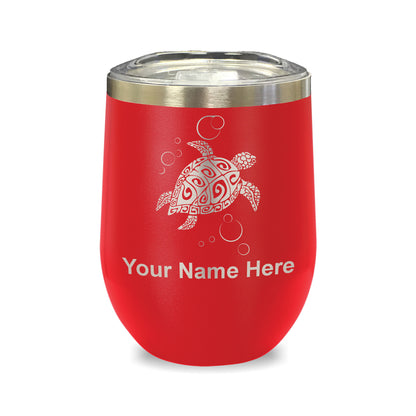 LaserGram Double Wall Stainless Steel Wine Glass, Hawaiian Sea Turtle, Personalized Engraving Included