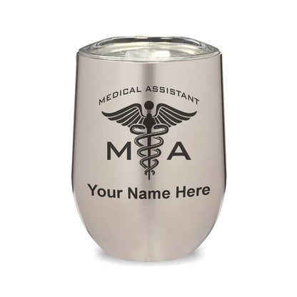 LaserGram Double Wall Stainless Steel Wine Glass, MA Medical Assistant, Personalized Engraving Included
