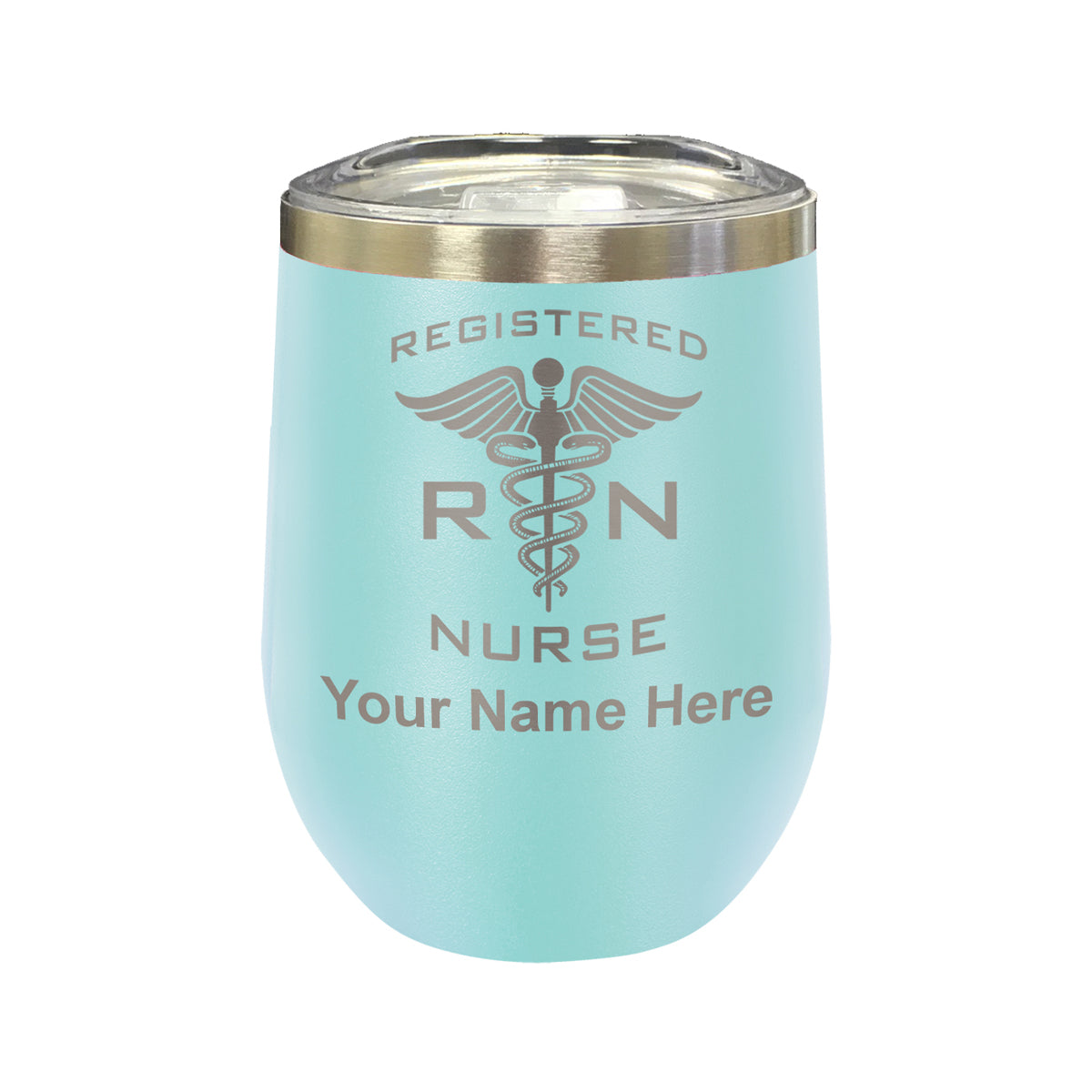 LaserGram Double Wall Stainless Steel Wine Glass, RN Registered Nurse, Personalized Engraving Included