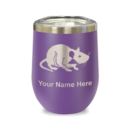 LaserGram Double Wall Stainless Steel Wine Glass, Rat, Personalized Engraving Included