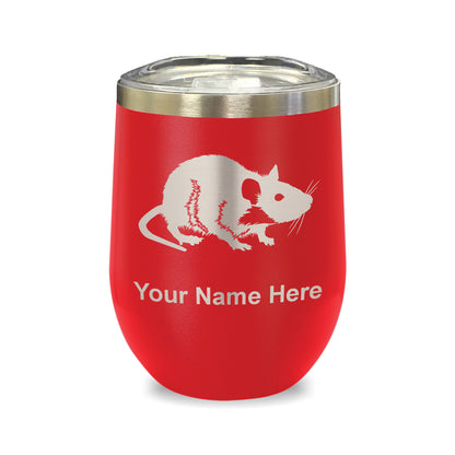 LaserGram Double Wall Stainless Steel Wine Glass, Rat, Personalized Engraving Included