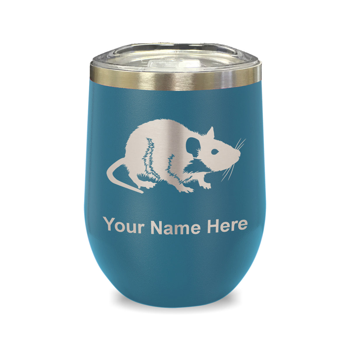 LaserGram Double Wall Stainless Steel Wine Glass, Rat, Personalized Engraving Included