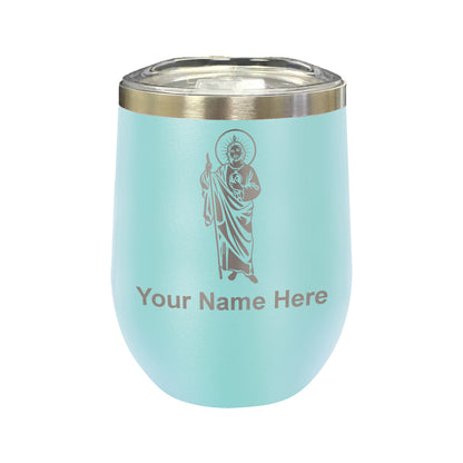 LaserGram Double Wall Stainless Steel Wine Glass, Saint Jude, Personalized Engraving Included