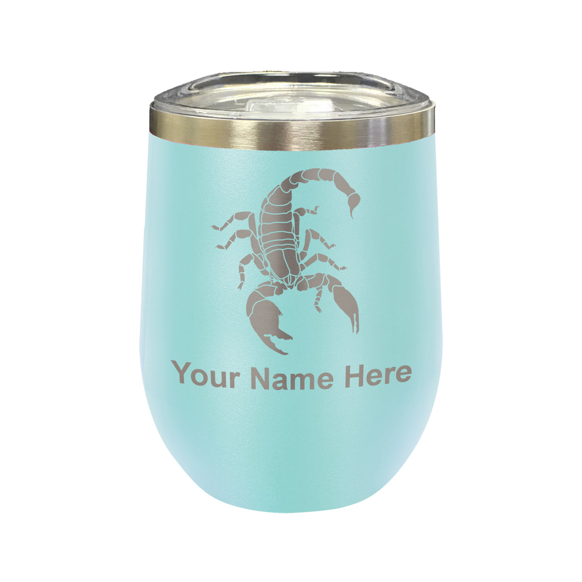 LaserGram Double Wall Stainless Steel Wine Glass, Scorpion, Personalized Engraving Included