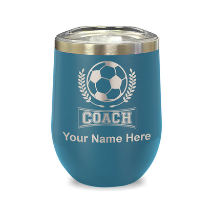 LaserGram Double Wall Stainless Steel Wine Glass, Soccer Coach, Personalized Engraving Included