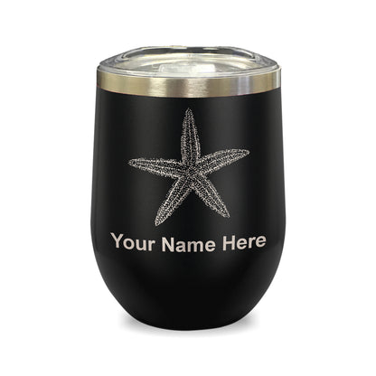 LaserGram Double Wall Stainless Steel Wine Glass, Starfish, Personalized Engraving Included