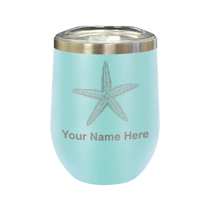 LaserGram Double Wall Stainless Steel Wine Glass, Starfish, Personalized Engraving Included