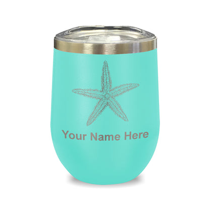 LaserGram Double Wall Stainless Steel Wine Glass, Starfish, Personalized Engraving Included