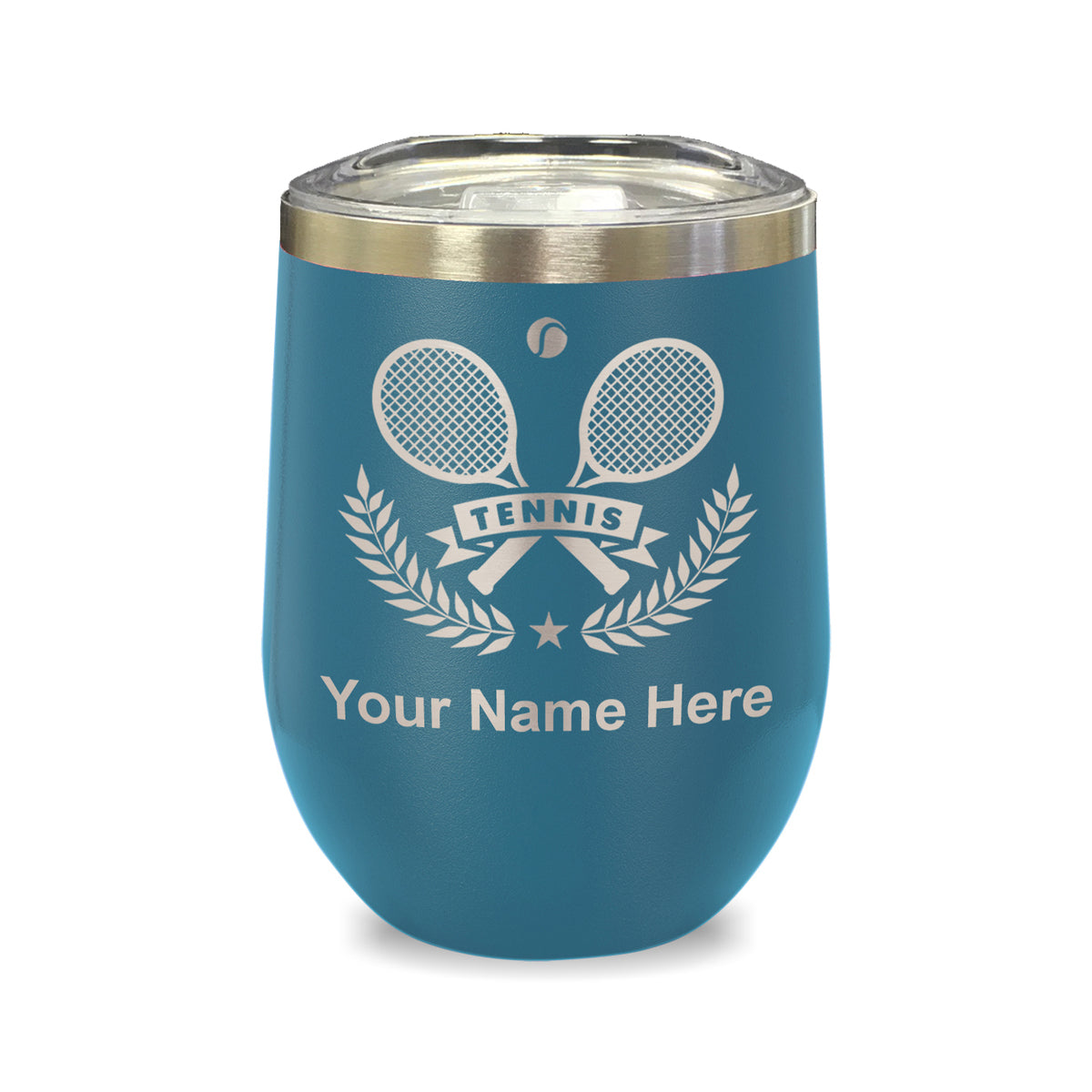 LaserGram Double Wall Stainless Steel Wine Glass, Tennis Rackets, Personalized Engraving Included