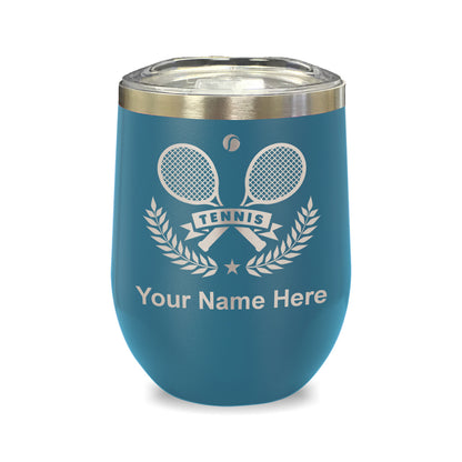 LaserGram Double Wall Stainless Steel Wine Glass, Tennis Rackets, Personalized Engraving Included