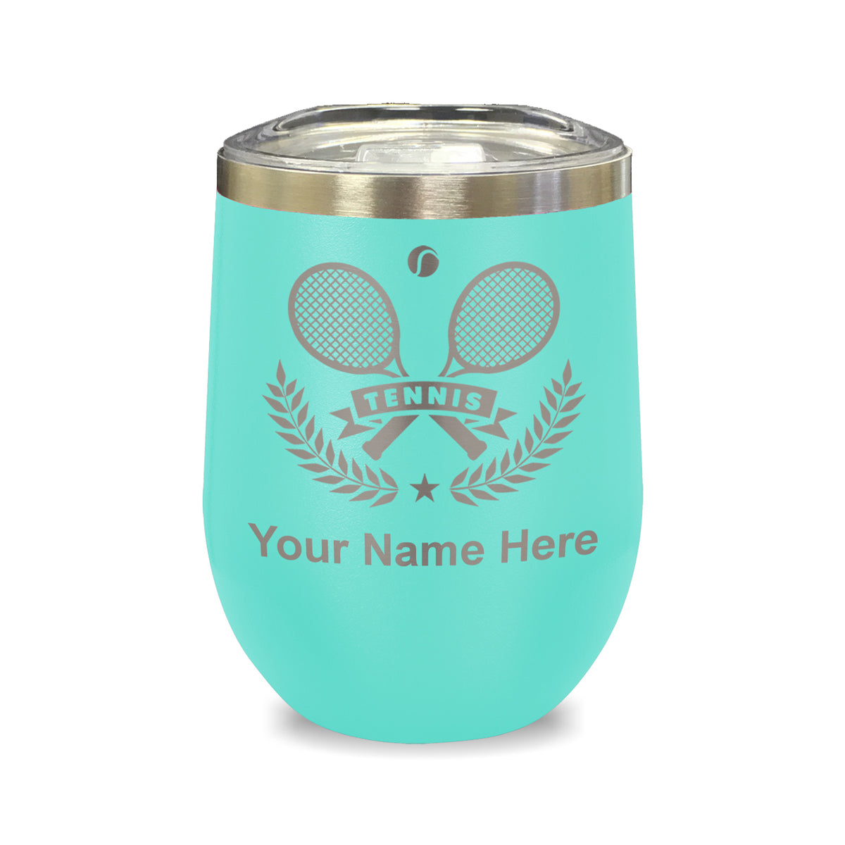 LaserGram Double Wall Stainless Steel Wine Glass, Tennis Rackets, Personalized Engraving Included