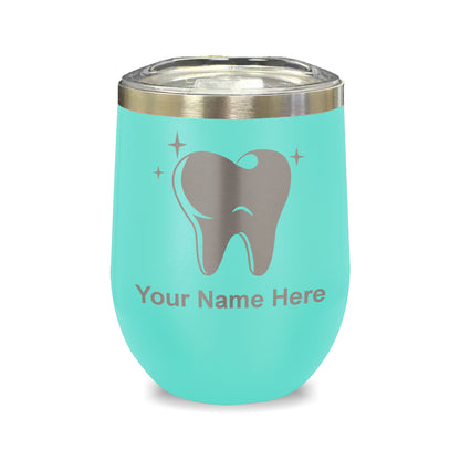 LaserGram Double Wall Stainless Steel Wine Glass, Tooth, Personalized Engraving Included