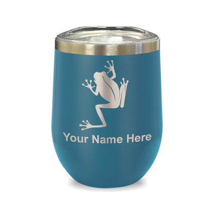 LaserGram Double Wall Stainless Steel Wine Glass, Tree Frog, Personalized Engraving Included