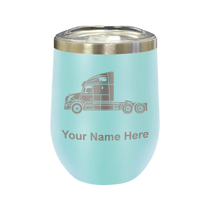 LaserGram Double Wall Stainless Steel Wine Glass, Truck Cab, Personalized Engraving Included
