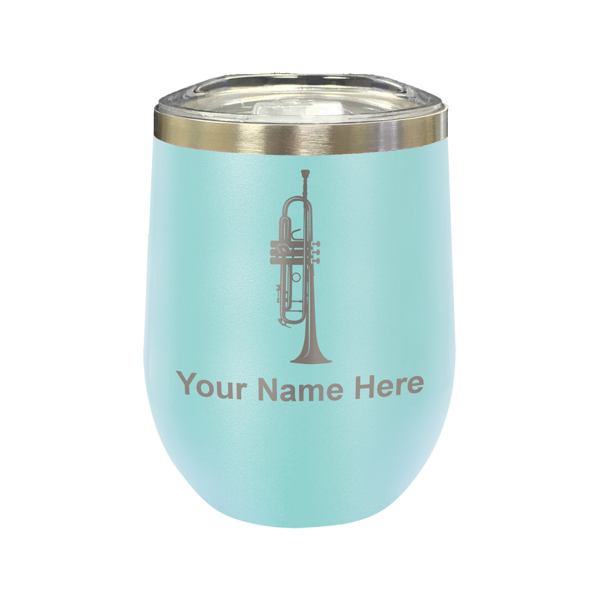 LaserGram Double Wall Stainless Steel Wine Glass, Trumpet, Personalized Engraving Included