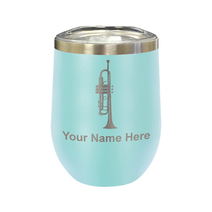 LaserGram Double Wall Stainless Steel Wine Glass, Trumpet, Personalized Engraving Included
