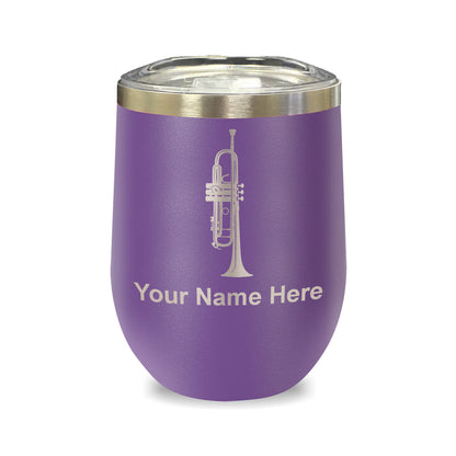 LaserGram Double Wall Stainless Steel Wine Glass, Trumpet, Personalized Engraving Included