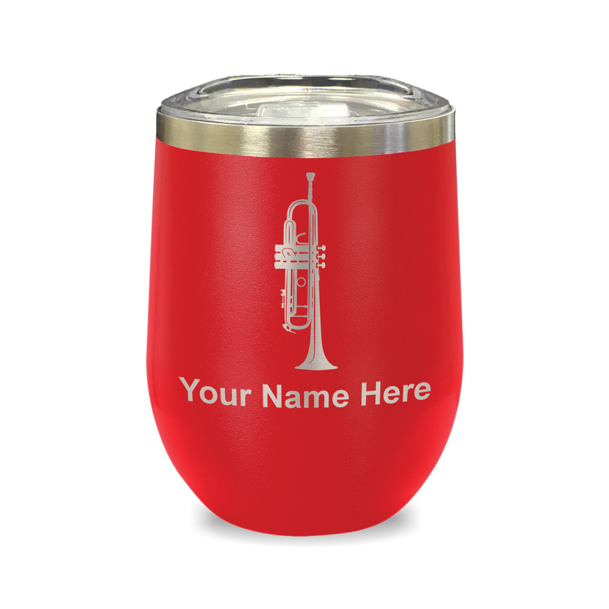 LaserGram Double Wall Stainless Steel Wine Glass, Trumpet, Personalized Engraving Included
