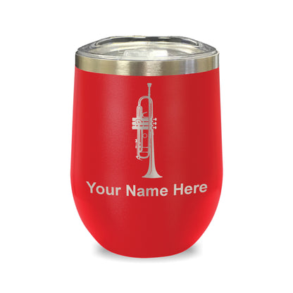 LaserGram Double Wall Stainless Steel Wine Glass, Trumpet, Personalized Engraving Included