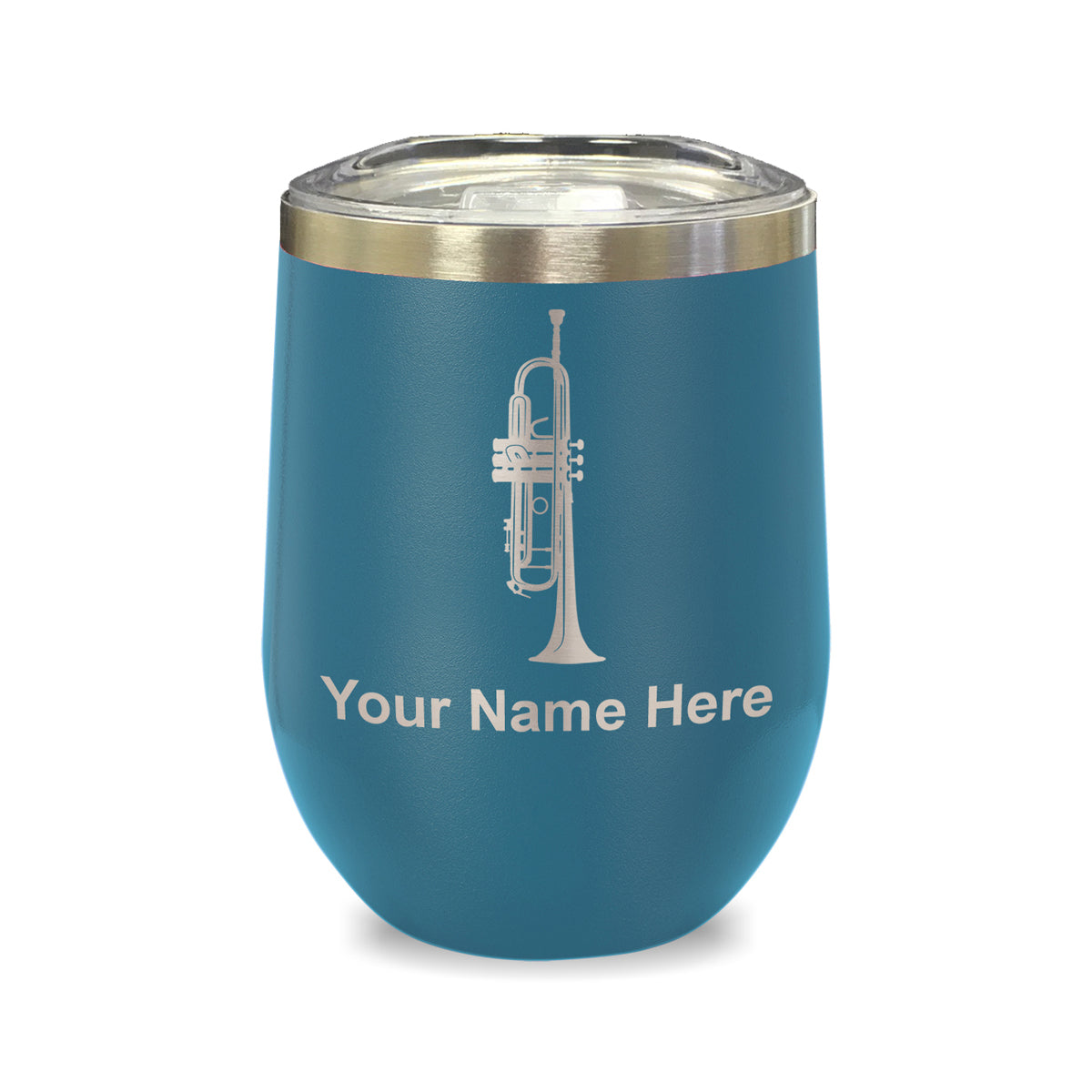 LaserGram Double Wall Stainless Steel Wine Glass, Trumpet, Personalized Engraving Included