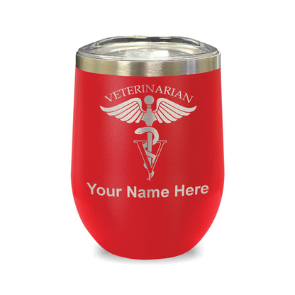 LaserGram Double Wall Stainless Steel Wine Glass, Veterinarian, Personalized Engraving Included