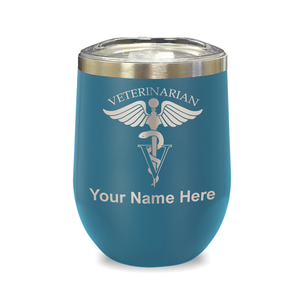 LaserGram Double Wall Stainless Steel Wine Glass, Veterinarian, Personalized Engraving Included