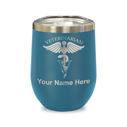 LaserGram Double Wall Stainless Steel Wine Glass, Veterinarian, Personalized Engraving Included