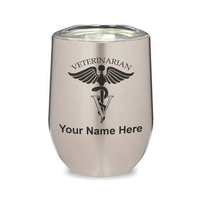 LaserGram Double Wall Stainless Steel Wine Glass, Veterinarian, Personalized Engraving Included