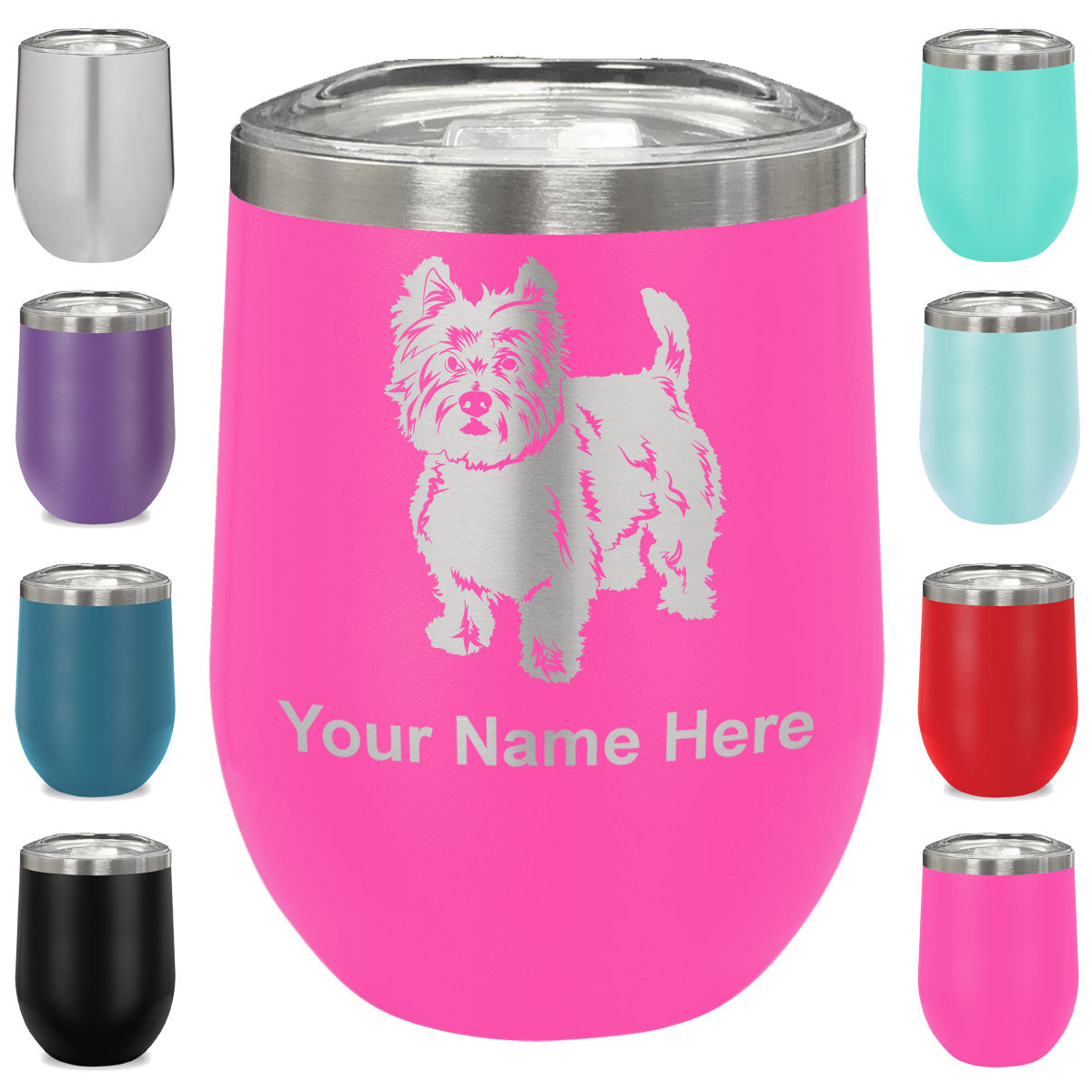 LaserGram Double Wall Stainless Steel Wine Glass, West Highland Terrier Dog, Personalized Engraving Included