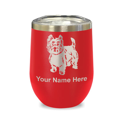 LaserGram Double Wall Stainless Steel Wine Glass, West Highland Terrier Dog, Personalized Engraving Included