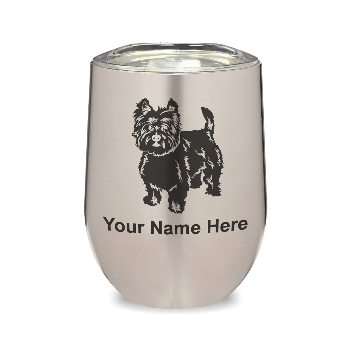 LaserGram Double Wall Stainless Steel Wine Glass, West Highland Terrier Dog, Personalized Engraving Included