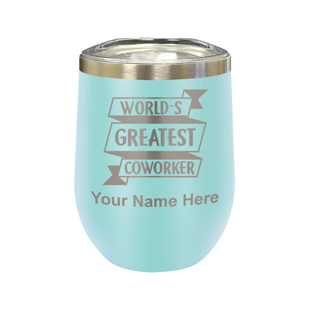 LaserGram Double Wall Stainless Steel Wine Glass, World's Greatest Coworker, Personalized Engraving Included
