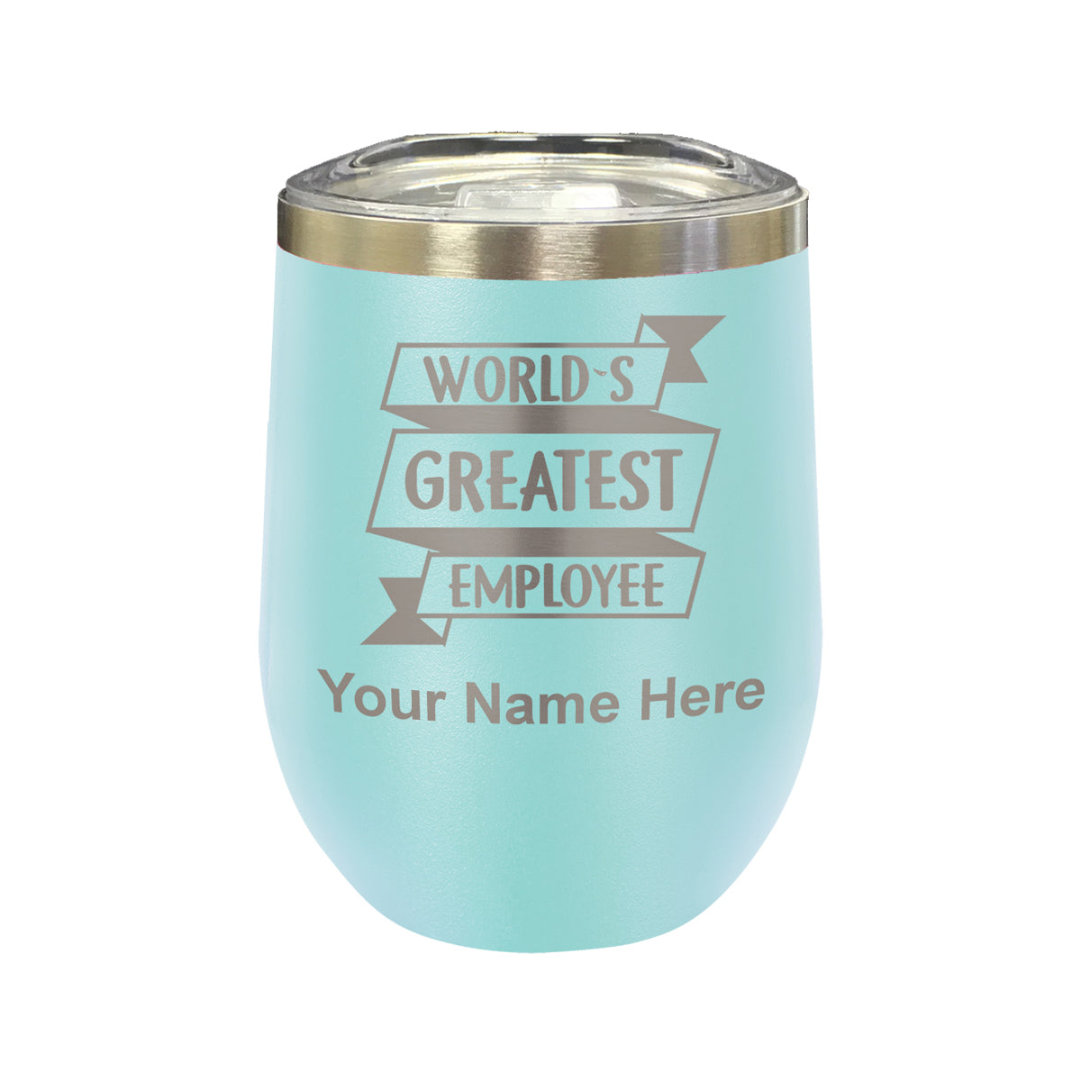 LaserGram Double Wall Stainless Steel Wine Glass, World's Greatest Employee, Personalized Engraving Included