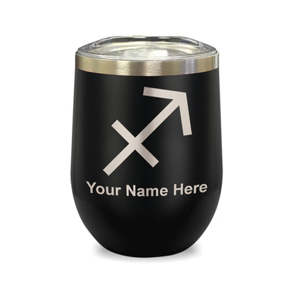 LaserGram Double Wall Stainless Steel Wine Glass, Zodiac Sign Sagittarius, Personalized Engraving Included