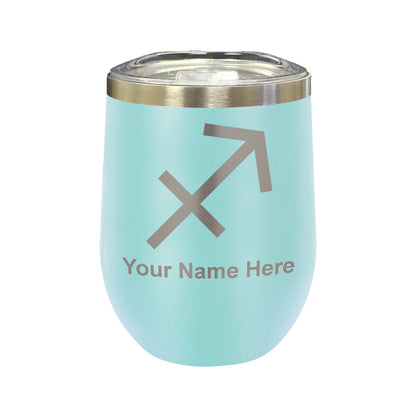LaserGram Double Wall Stainless Steel Wine Glass, Zodiac Sign Sagittarius, Personalized Engraving Included