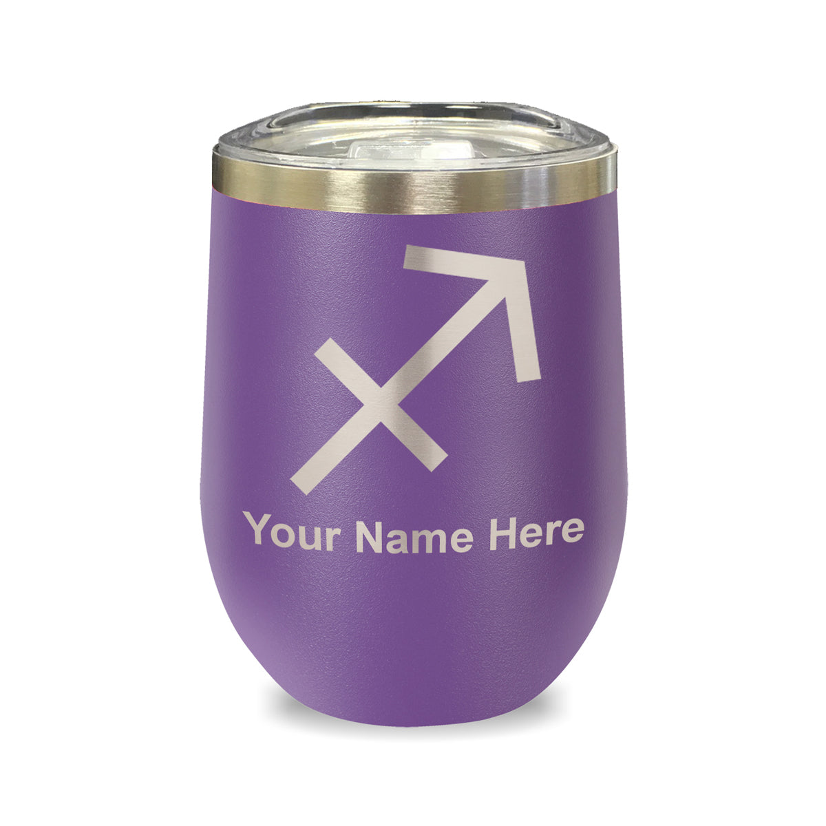 LaserGram Double Wall Stainless Steel Wine Glass, Zodiac Sign Sagittarius, Personalized Engraving Included