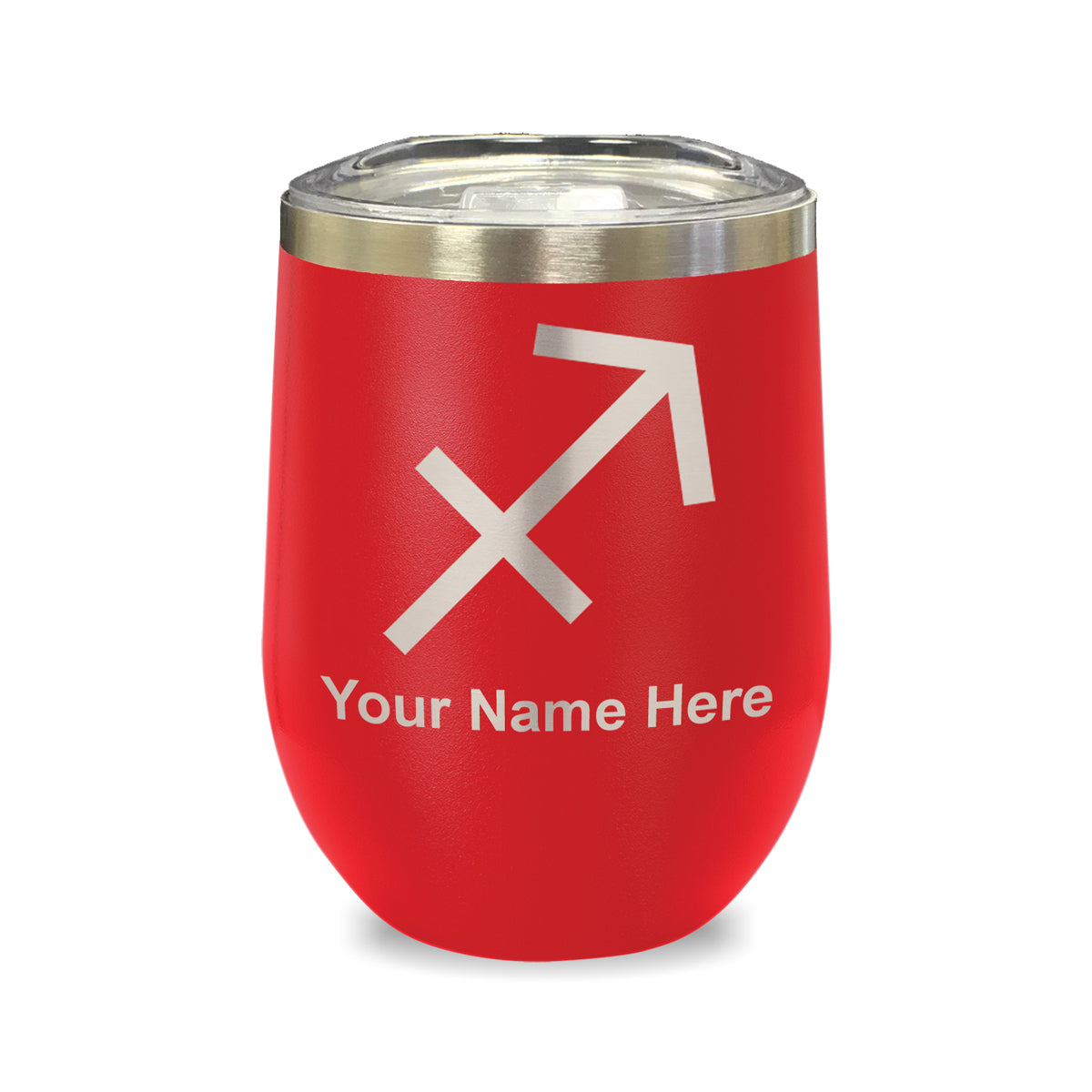 LaserGram Double Wall Stainless Steel Wine Glass, Zodiac Sign Sagittarius, Personalized Engraving Included