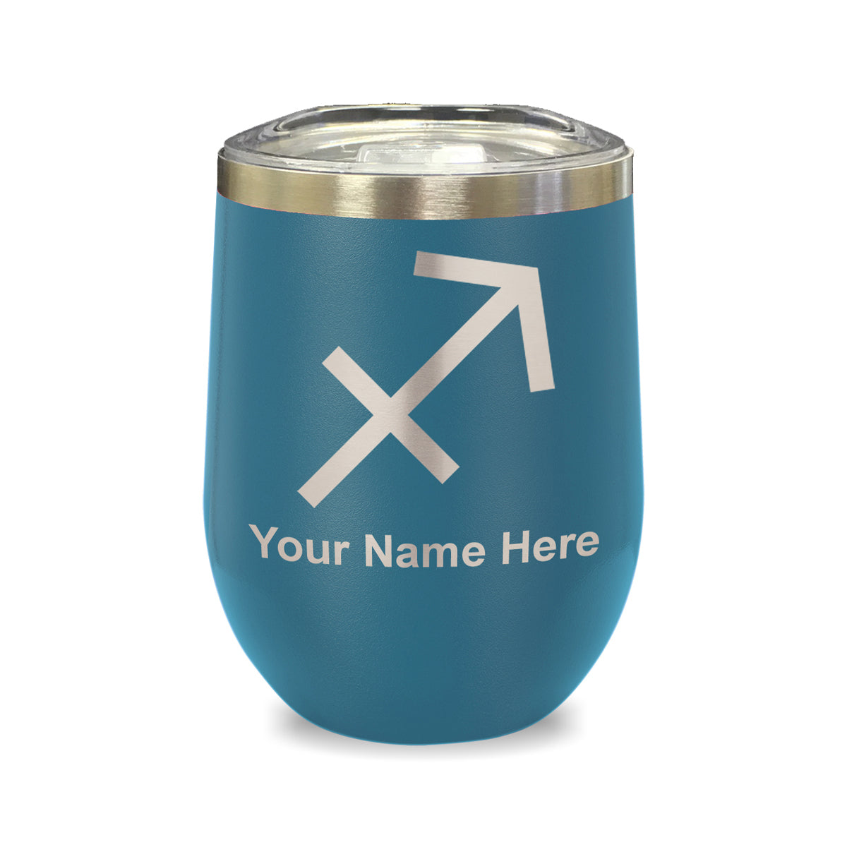 LaserGram Double Wall Stainless Steel Wine Glass, Zodiac Sign Sagittarius, Personalized Engraving Included