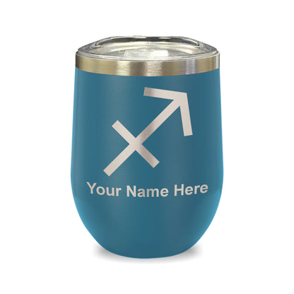 LaserGram Double Wall Stainless Steel Wine Glass, Zodiac Sign Sagittarius, Personalized Engraving Included