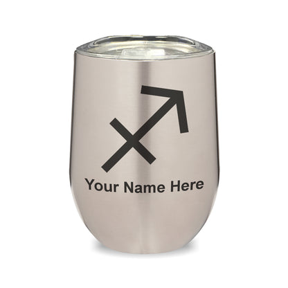 LaserGram Double Wall Stainless Steel Wine Glass, Zodiac Sign Sagittarius, Personalized Engraving Included