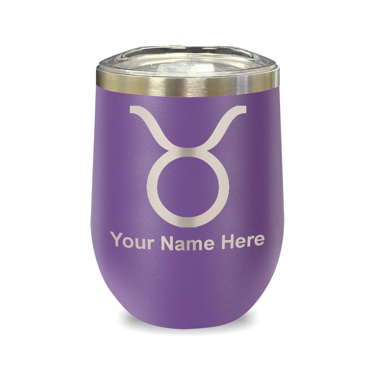 LaserGram Double Wall Stainless Steel Wine Glass, Zodiac Sign Taurus, Personalized Engraving Included