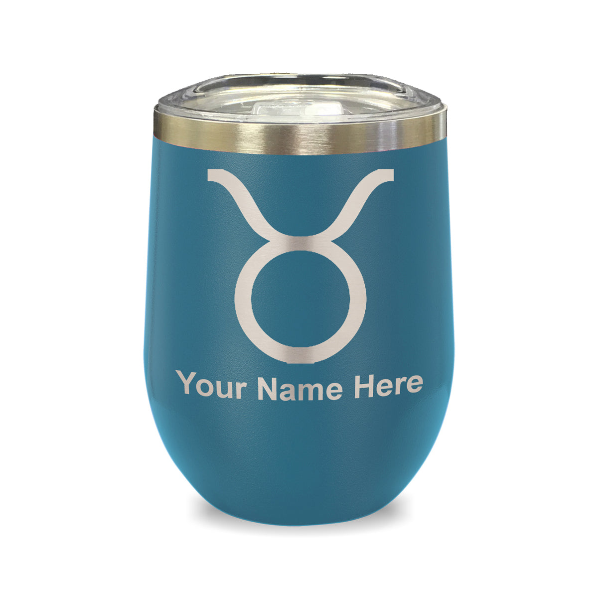 LaserGram Double Wall Stainless Steel Wine Glass, Zodiac Sign Taurus, Personalized Engraving Included