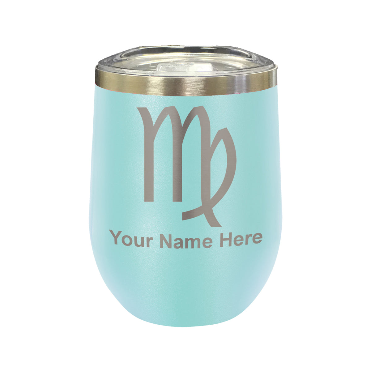 LaserGram Double Wall Stainless Steel Wine Glass, Zodiac Sign Virgo, Personalized Engraving Included