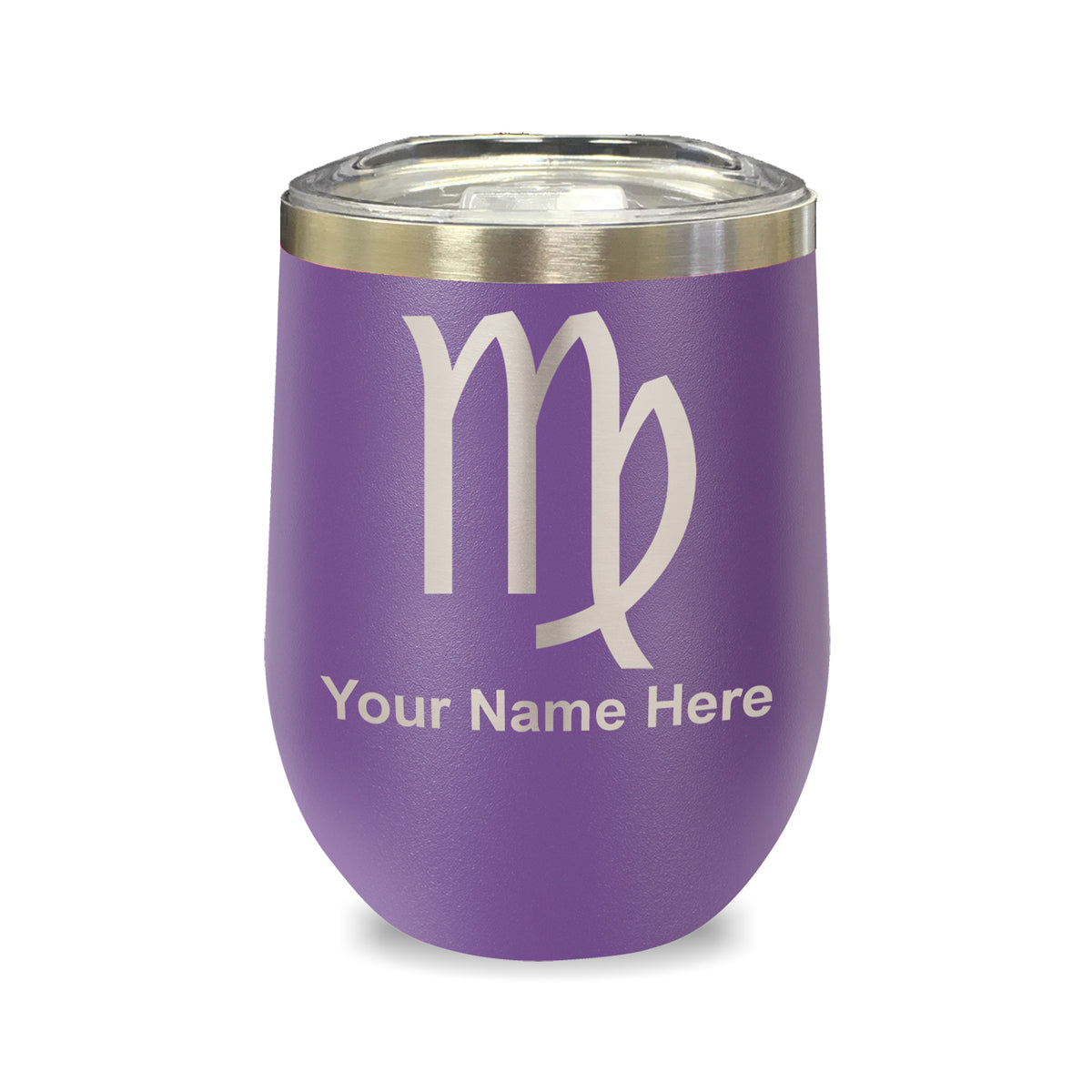 LaserGram Double Wall Stainless Steel Wine Glass, Zodiac Sign Virgo, Personalized Engraving Included